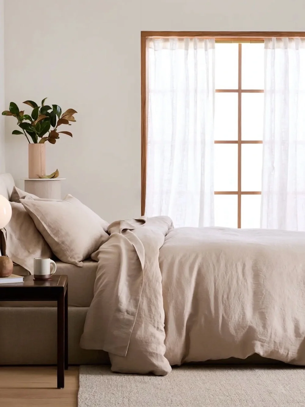 NWT Quince European Linen 3 Piece Duvet Cover Set, King/Cal king (Toffee)